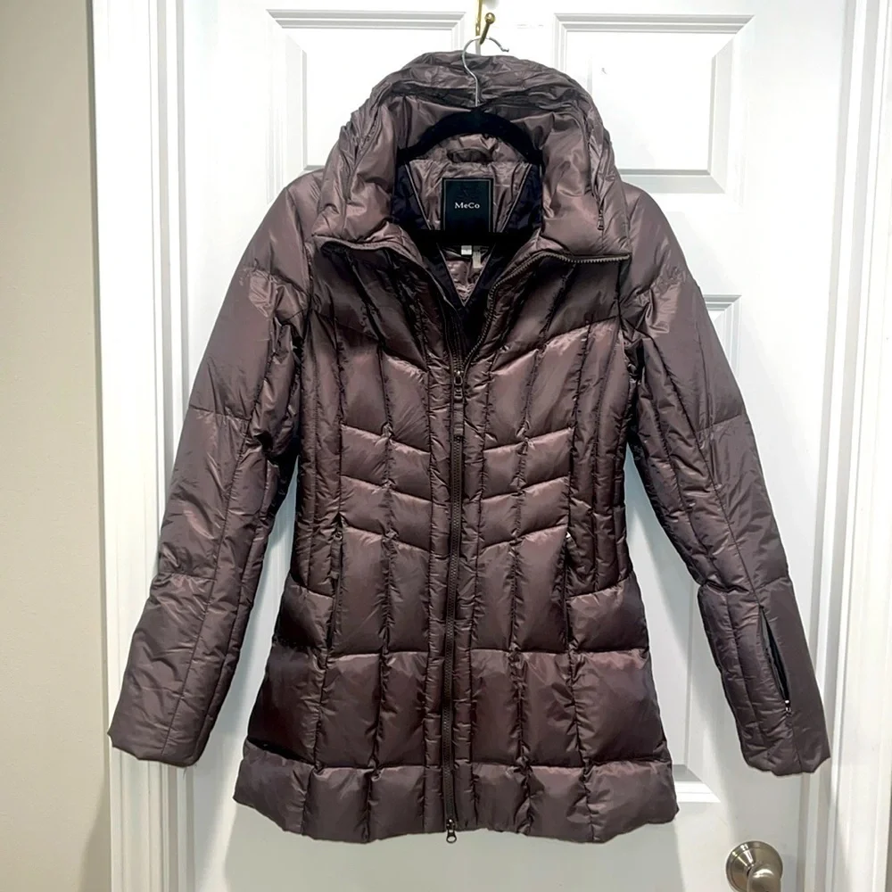 MeCo Goose Down Jacket Coat Women’s chocolate brown long length